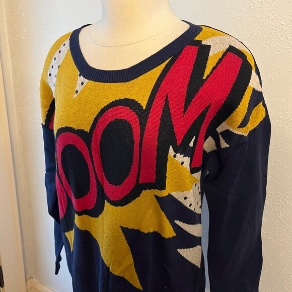 NWT 3.1 Phillip Lim Sweater Dress in Navy BOOM Print Size Medium - Picture 3 of 11